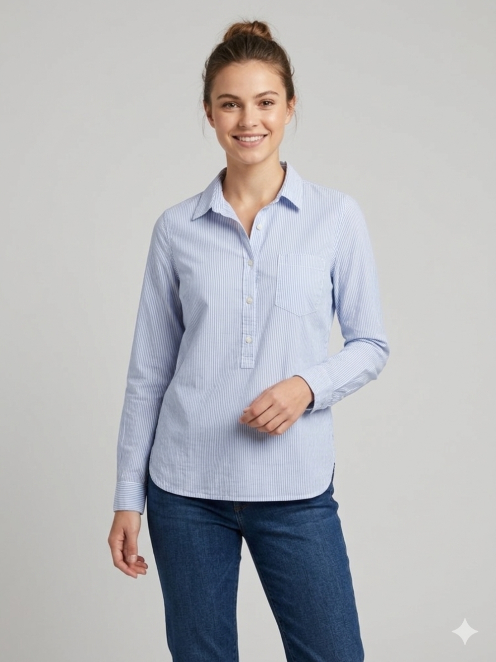 GAP Blue And White Pinstripe Button-Down Shirt Pocket Size Small 100% Cotton Nwt